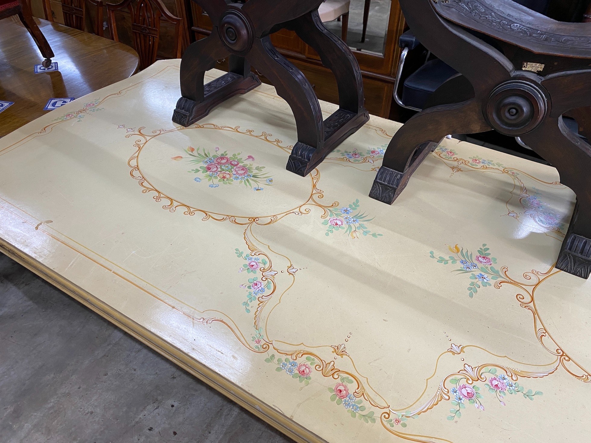 An Italian painted rectangular dining table, length 270cm, depth 110cm, height 75cm